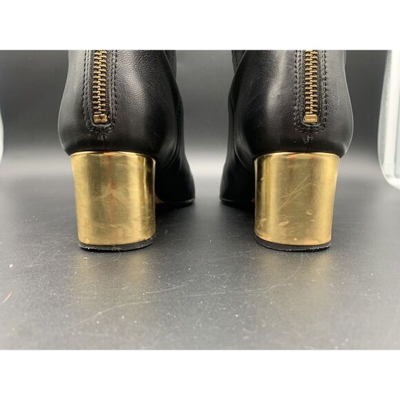 Kate Spade Tavie Knee High Boots Size 8 Square Toe Gold Heel - Picture 8 of 12